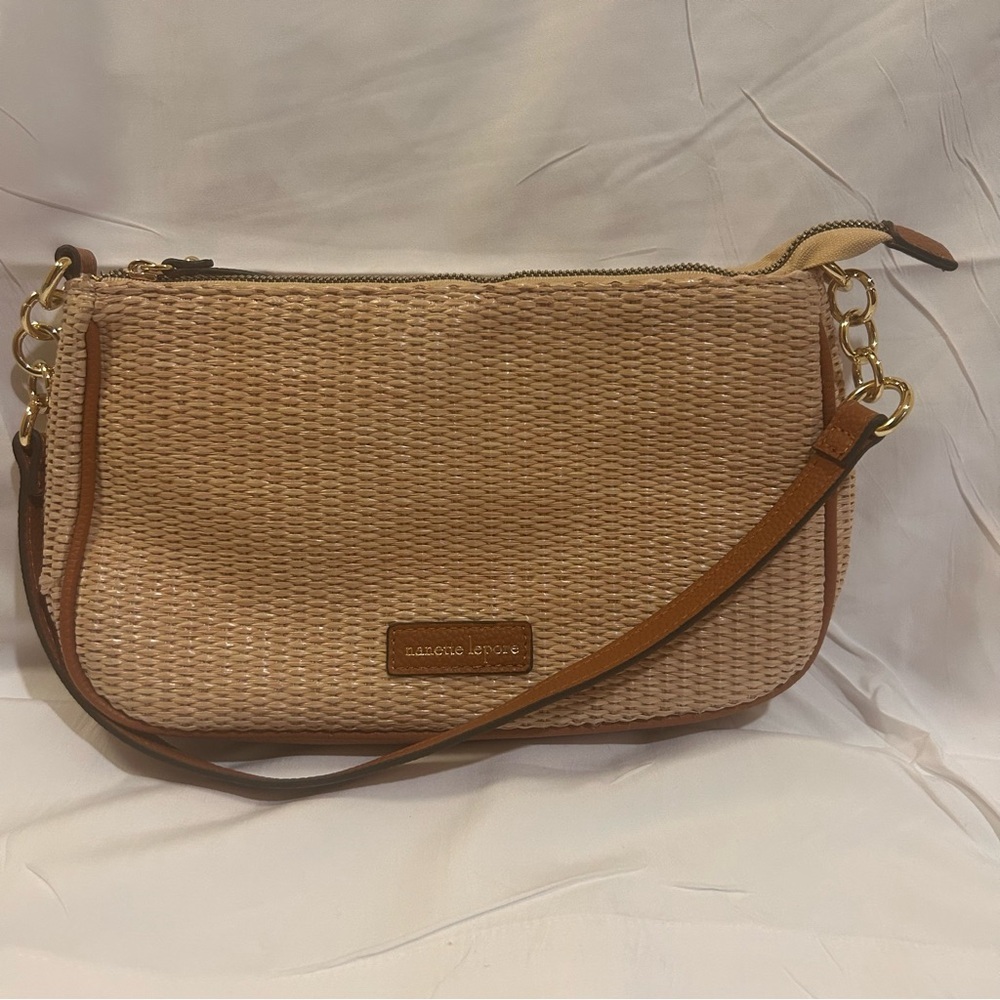 Nanette Lenore women’s beige shoulder basketweave‎ bag - Picture 7 of 12